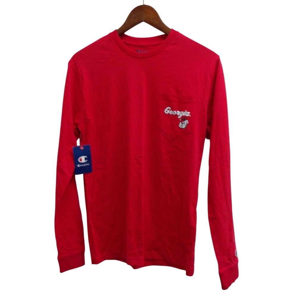 Champion Red‎ Athletic T-Shirt Size Small Logo Graphic Tee Top Women / #1158
